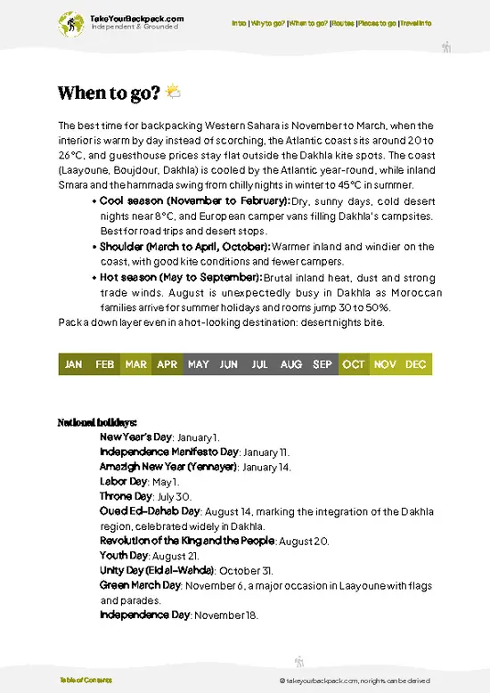 example page 3 from our offline Travel Guide for Western Sahara